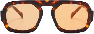 ADE WU Trendy Square Sunglasses for Women Men,Vintage Square Aviator Sunglasses Fashion 70s Inspired Stylish Flat Top Shades