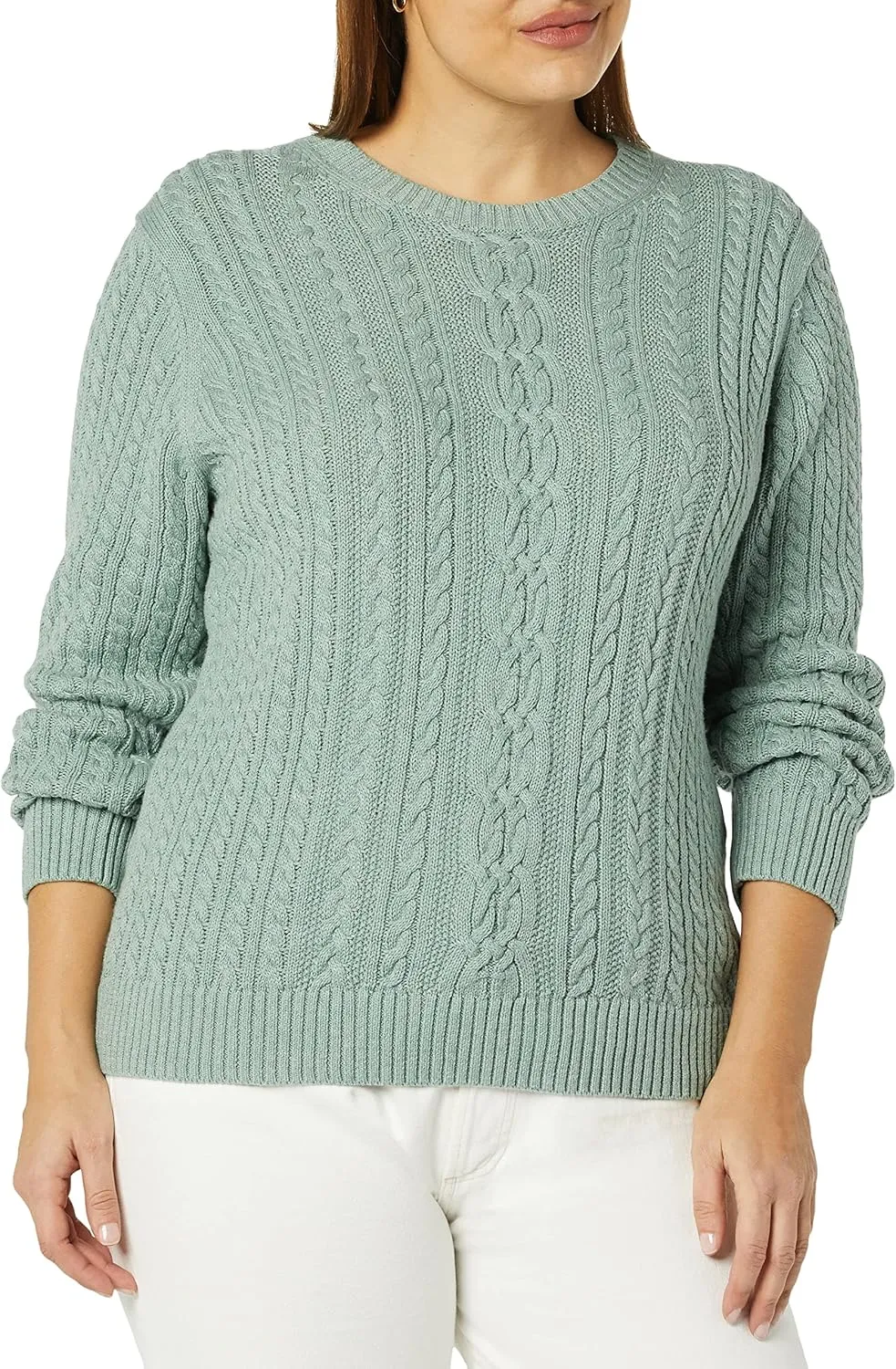 Amazon Essentials Women's Fisherman Cable Long-Sleeve Crewneck Sweater (Available in Plus Size)