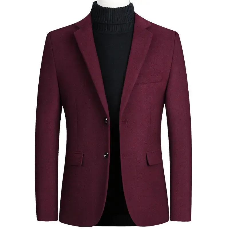 ARWEN & AJH GROUP  Brand Business Casual Wool Blazer Men 2024 Autumn and Winter New Solid Men Blazer Regular Fit Long Sleeve Blazers for Men