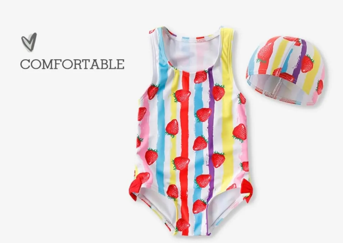 Baby Girls One Piece Swimsuit Yellow Swimwear Fruit Pineapple Bathing Suit Summer Beach Wear with Ruffle Butt