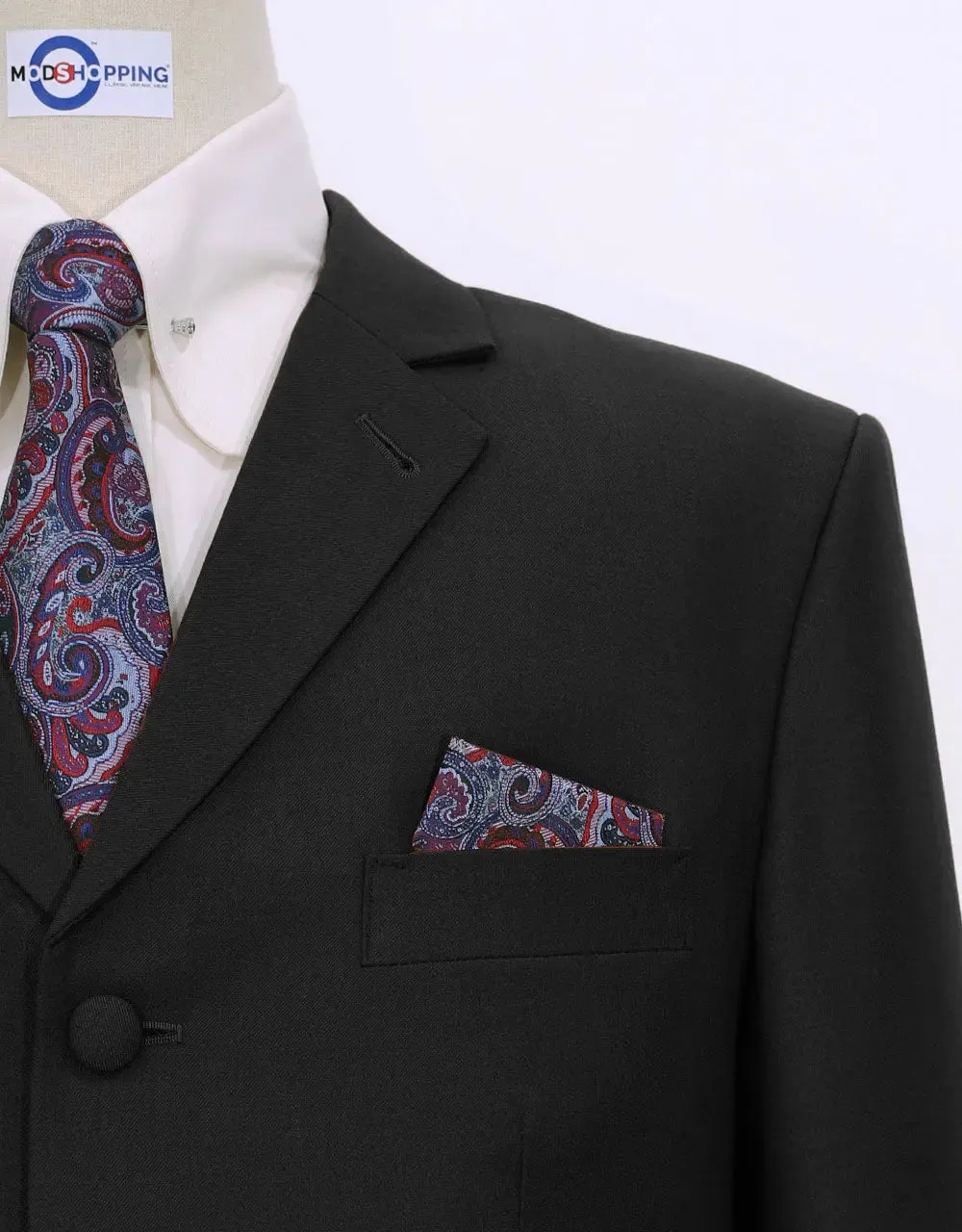 Black Blazer | Tailored 3 Button Black Mod Blazer For Men