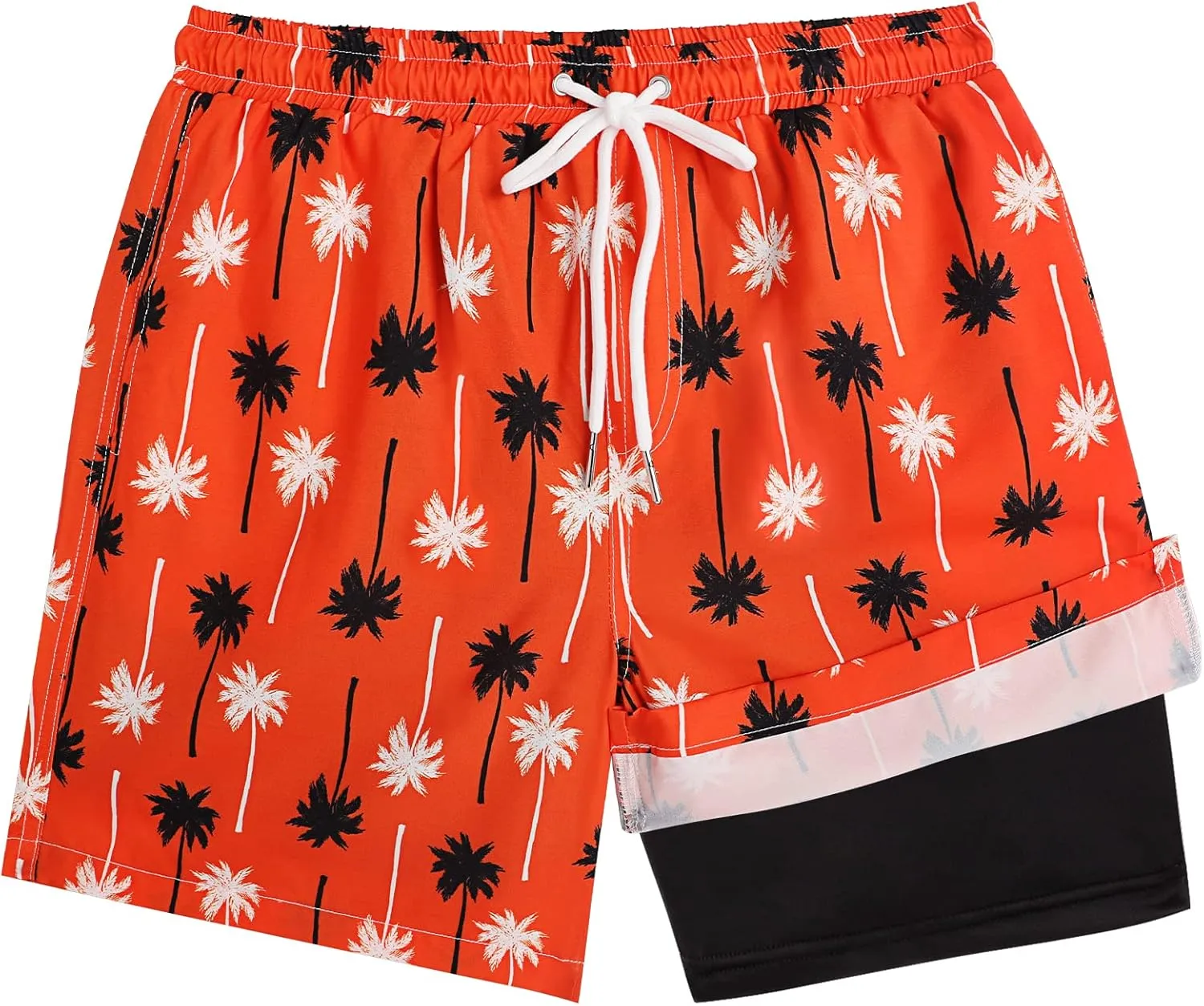 Boys Swim Trunks with Boxer Brief Liner Compression Swim Shorts Quick Dry Bathing Suit Swimwear 5-20 Years