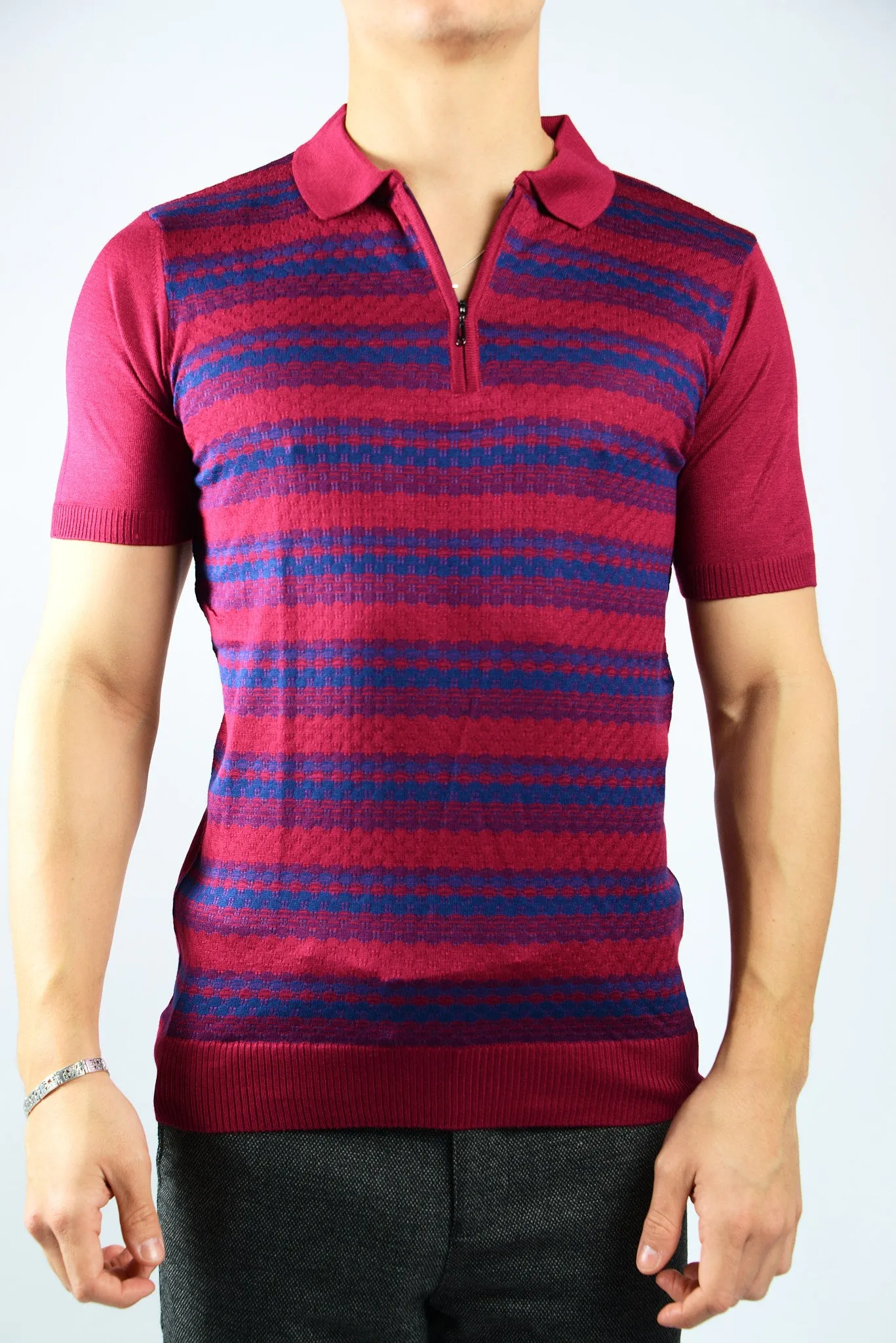 BUBBLE KNIT ZIP POLO