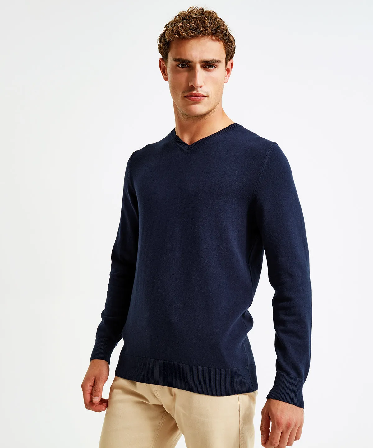 Charcoal - Men's cotton blend v-neck sweater