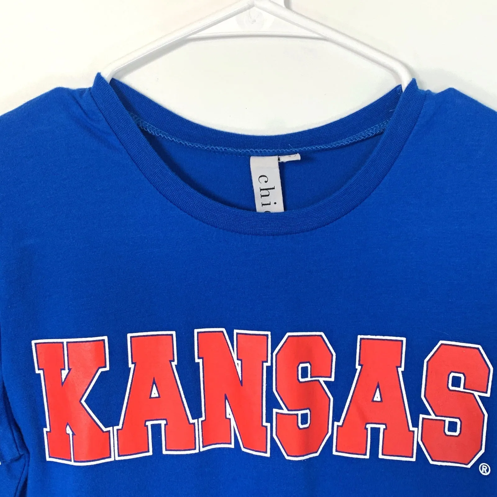 Chicka-D Womens University of Kansas Jayhawks Short Sleeve Top Long
