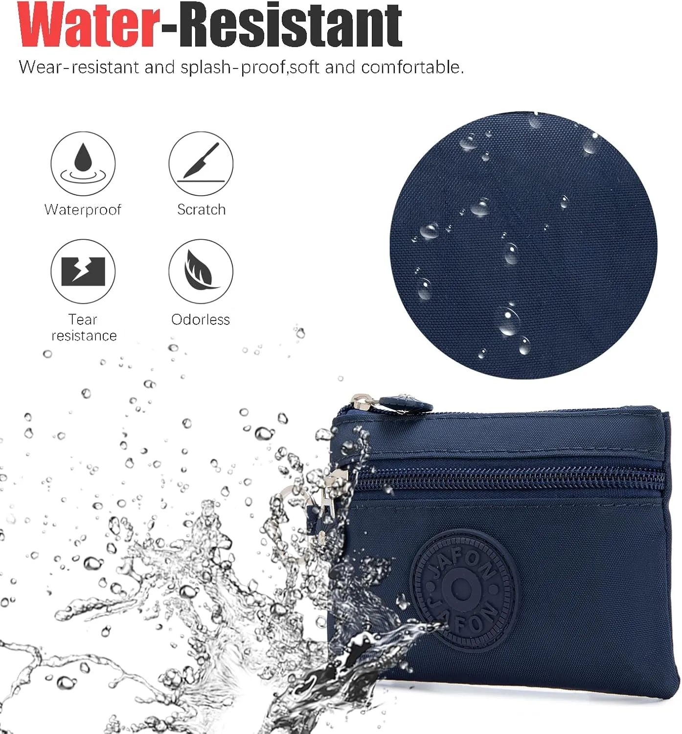 Coin Purse Change Pouch for Women 2 Layers Zipper Oxford Cloth Waterproof Purse (Blue)