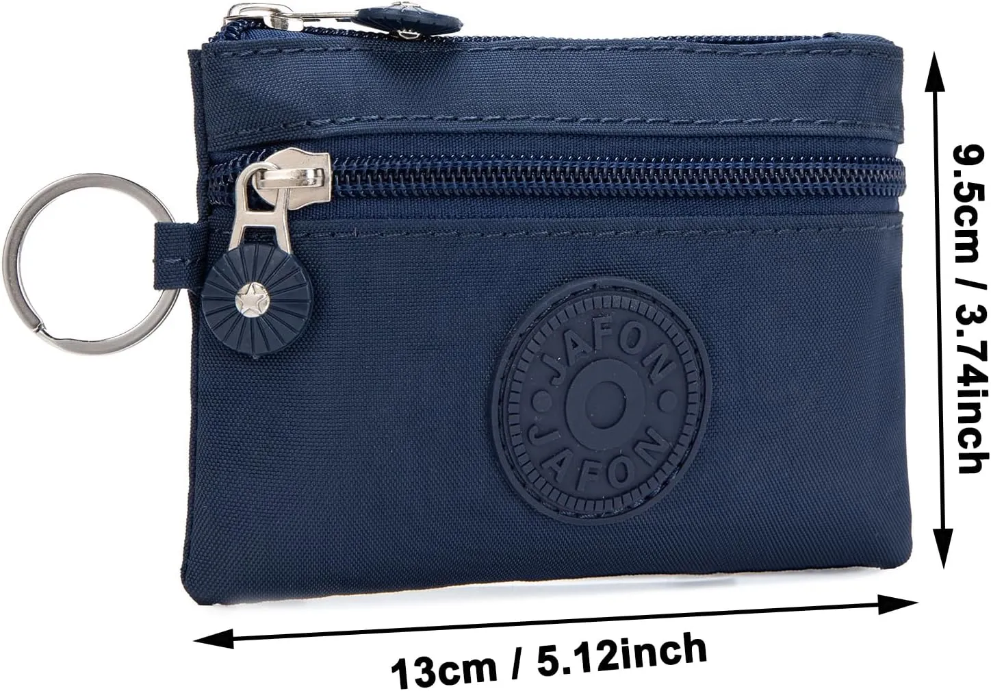 Coin Purse Change Pouch for Women 2 Layers Zipper Oxford Cloth Waterproof Purse (Blue)
