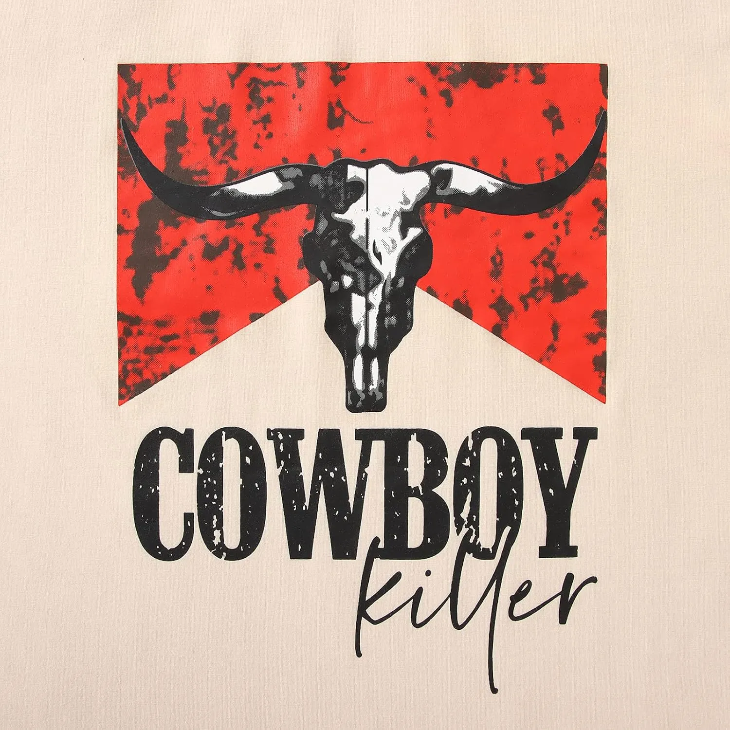 Cowboy Killer Shirt for Women Western Vintage Rodeo T-Shirt Retro Bull Skull Graphic Tee Summer Casual Short Sleeve Top