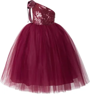 ekidsbridal One-Shoulder Sequin Tutu Flower Girl Dress Corset Dress Wedding Pageant Dresses Ball Gown Tutu Dresses