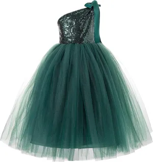 ekidsbridal One-Shoulder Sequin Tutu Flower Girl Dress Corset Dress Wedding Pageant Dresses Ball Gown Tutu Dresses