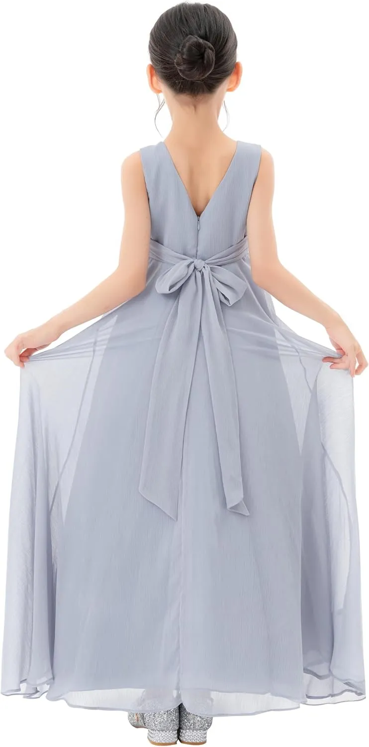 ekidsbridal Ruffle Trim Chiffon Flower Girl Dresses Formal Ballroom Gown Christening 324
