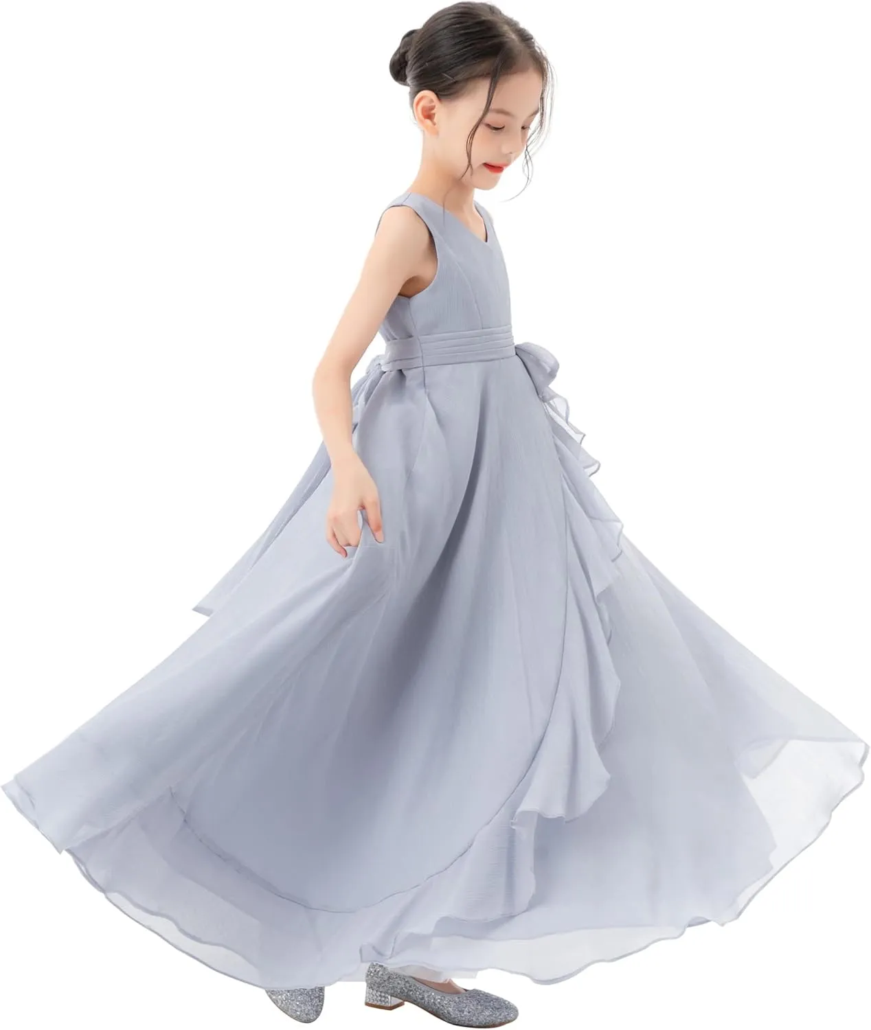 ekidsbridal Ruffle Trim Chiffon Flower Girl Dresses Formal Ballroom Gown Christening 324