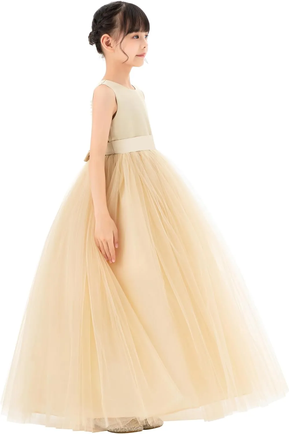 ekidsbridal Satin Heart Cutout Flower Girl Dresses Pearl Beaded Trim Pretty Princess P250