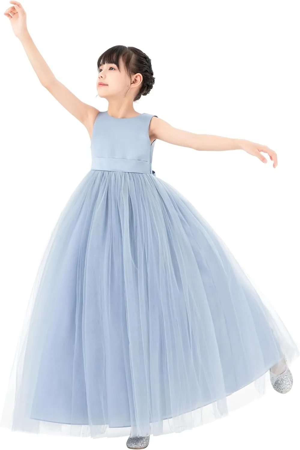 ekidsbridal Satin Heart Cutout Flower Girl Dresses Pearl Beaded Trim Pretty Princess P250