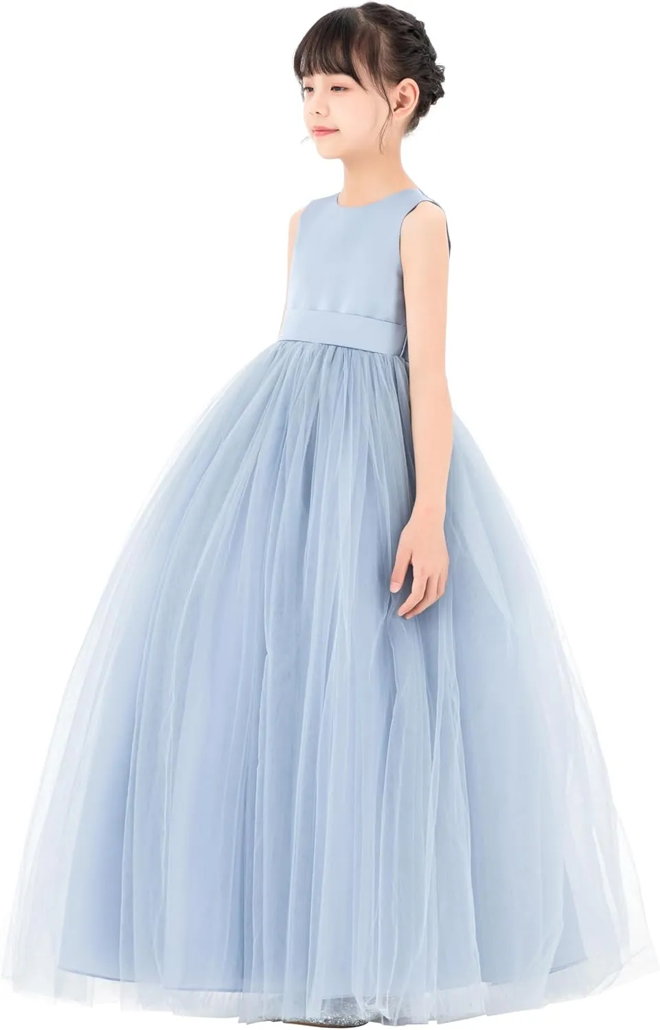 ekidsbridal Satin Heart Cutout Flower Girl Dresses Pearl Beaded Trim Pretty Princess P250