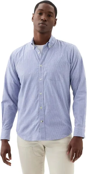 GAP Men's Standard Fit Stretch Poplin Long Sleeve Button Down Shirt