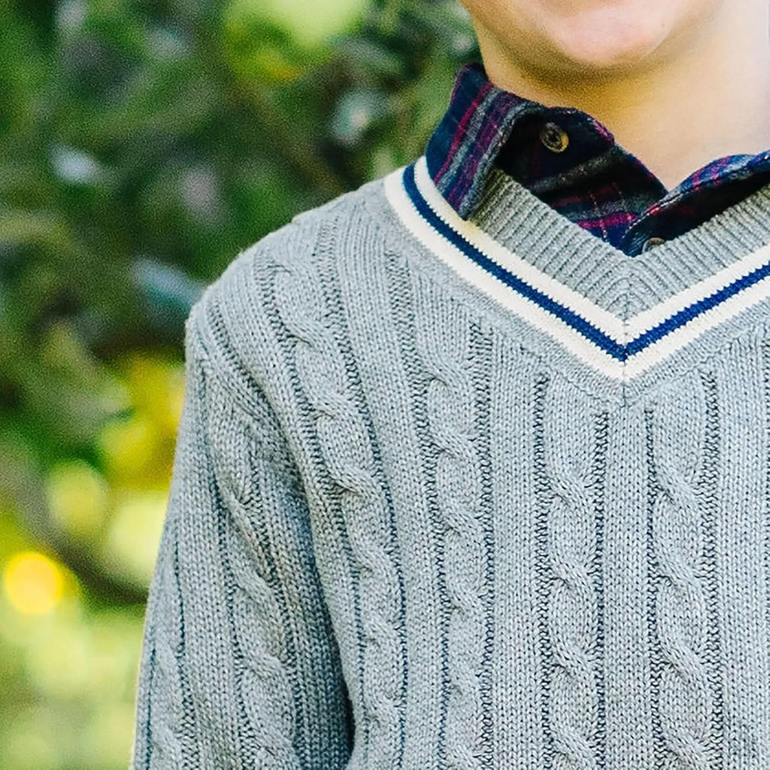 Hope & Henry Boys' Long Sleeve V-Neck Cricket Sweater
