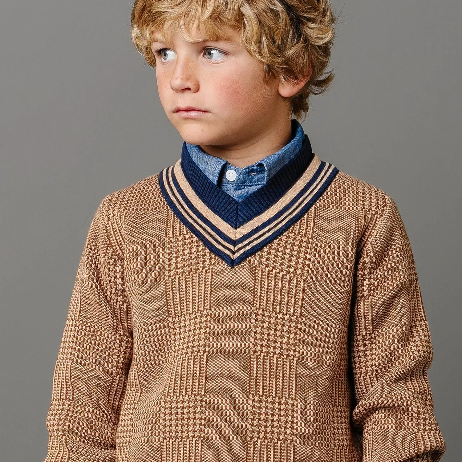 Hope & Henry Boys' Long Sleeve V-Neck Cricket Sweater
