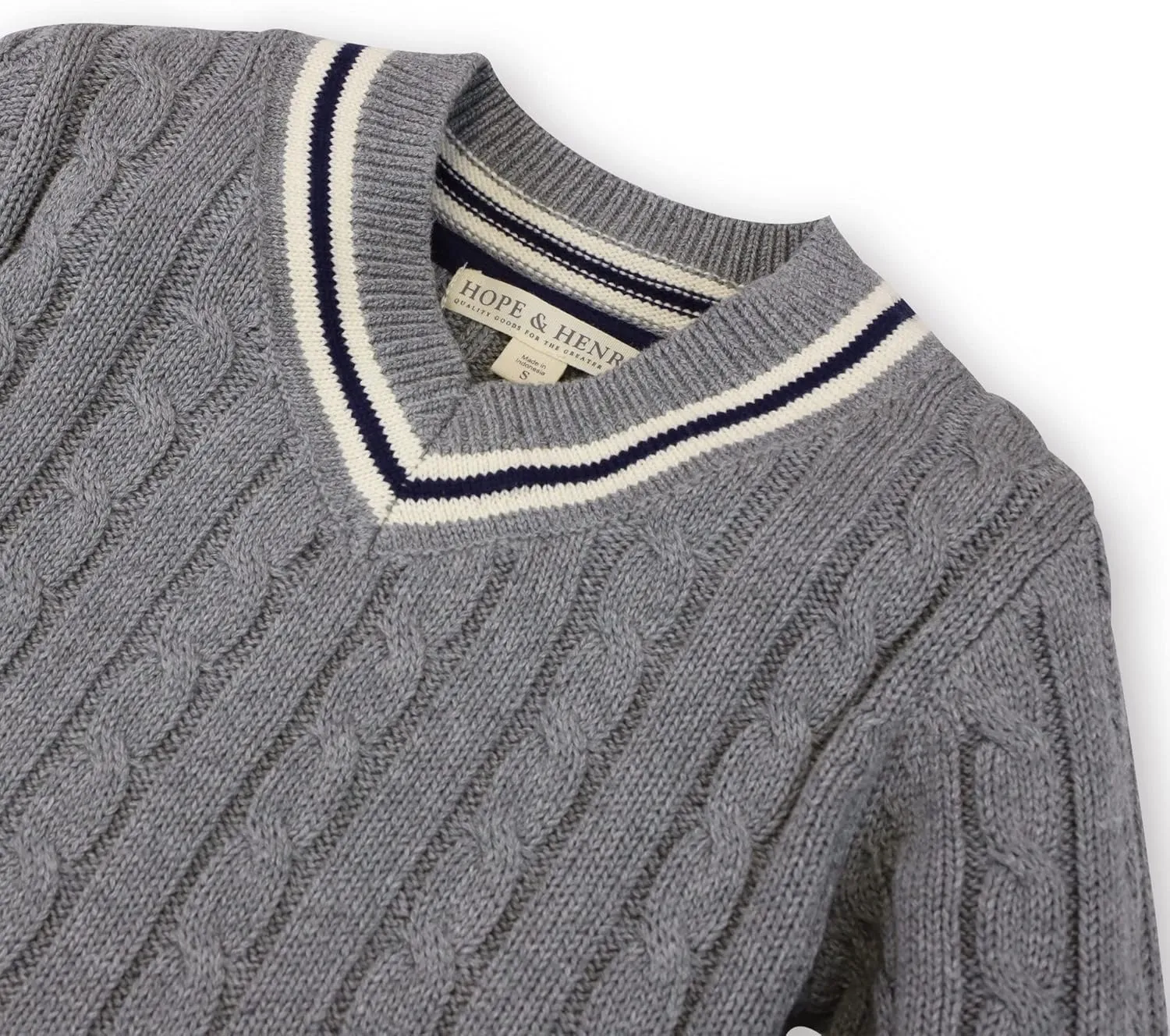 Hope & Henry Boys' Long Sleeve V-Neck Cricket Sweater