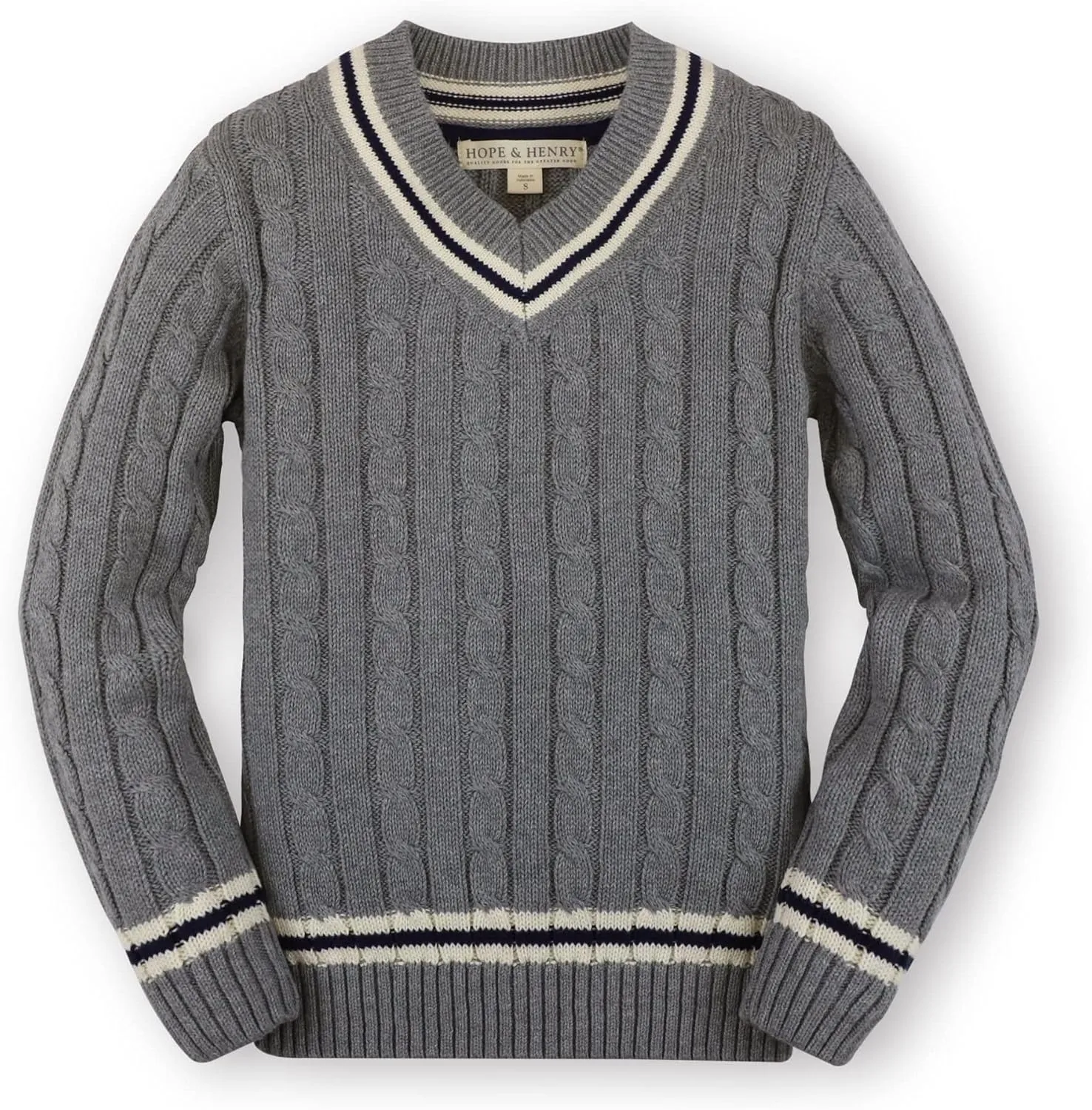 Hope & Henry Boys' Long Sleeve V-Neck Cricket Sweater