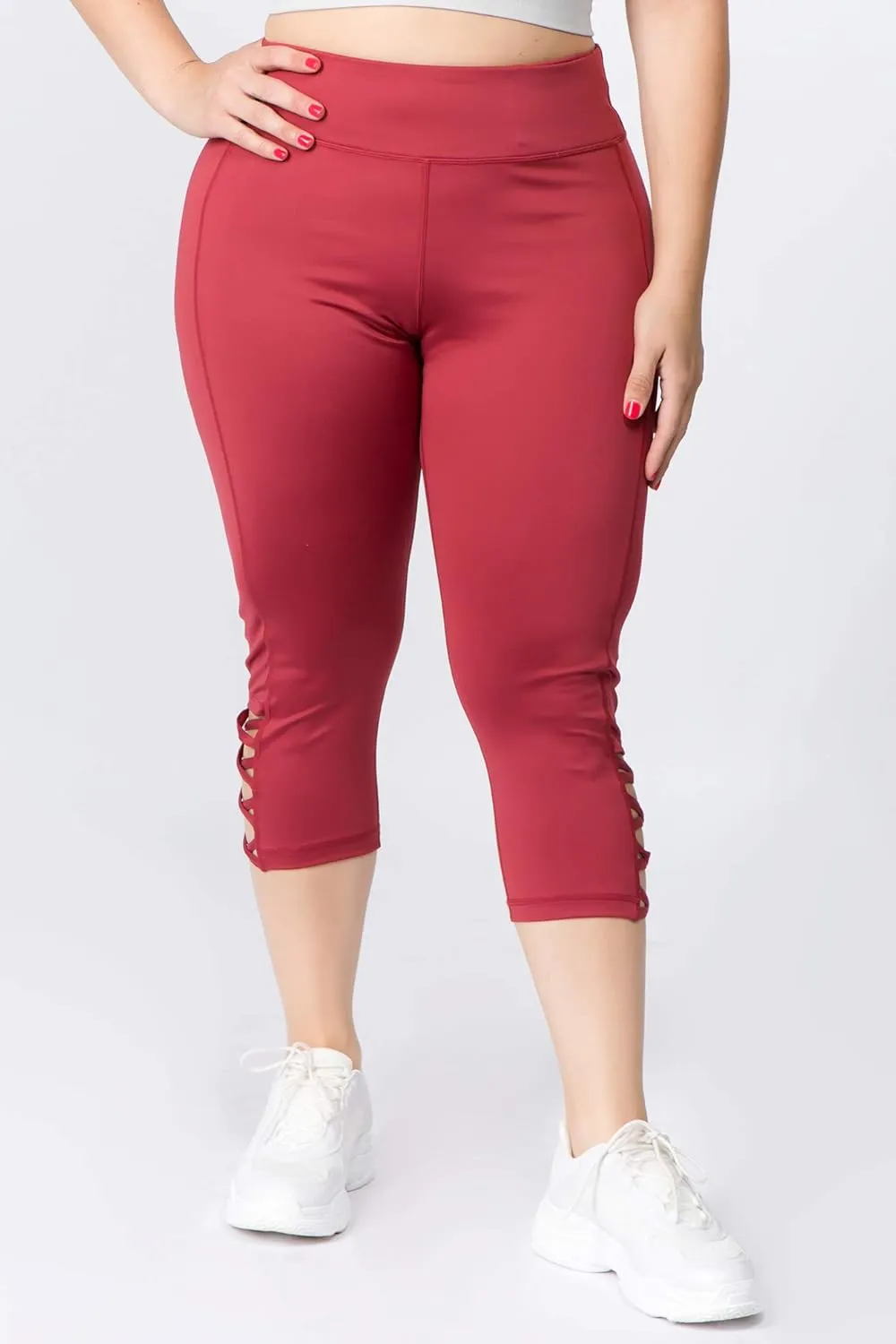 ICONOFLASH Workout Leggings for Women High Waist Pockets with Lattice Details Sport Pants