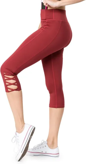 ICONOFLASH Workout Leggings for Women High Waist Pockets with Lattice Details Sport Pants
