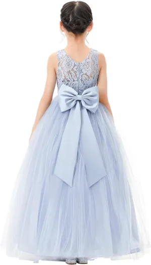 Illusion Lace Flower Girl Dresses for Pageant Occasions Junior Bridesmaid 331