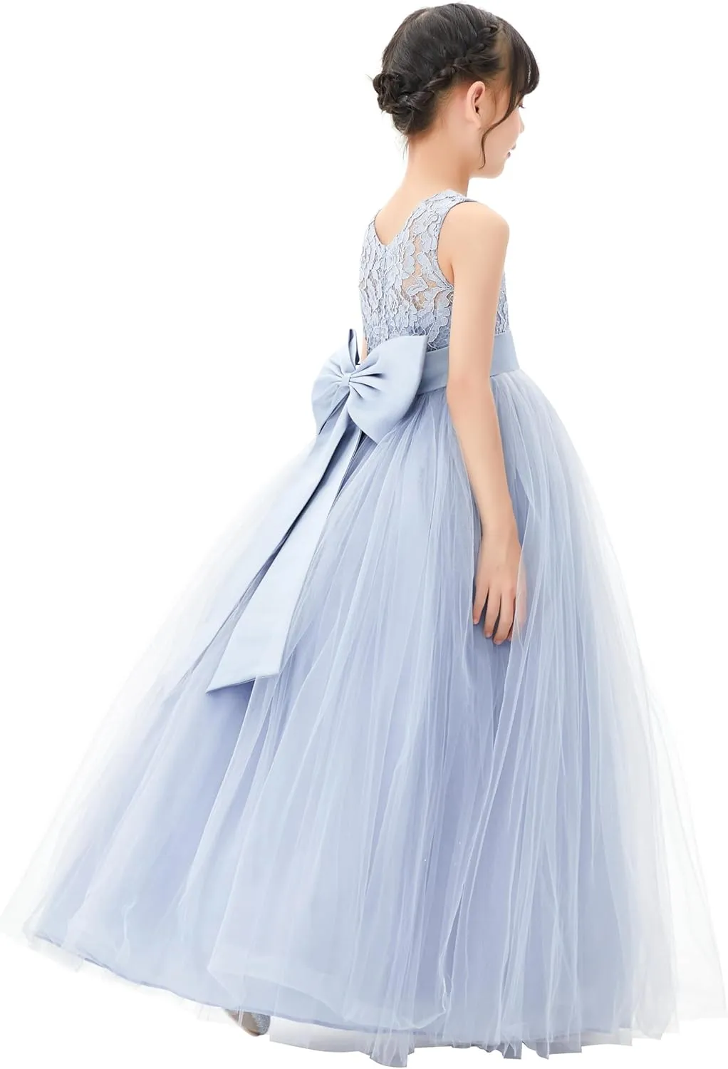 Illusion Lace Flower Girl Dresses for Pageant Occasions Junior Bridesmaid 331
