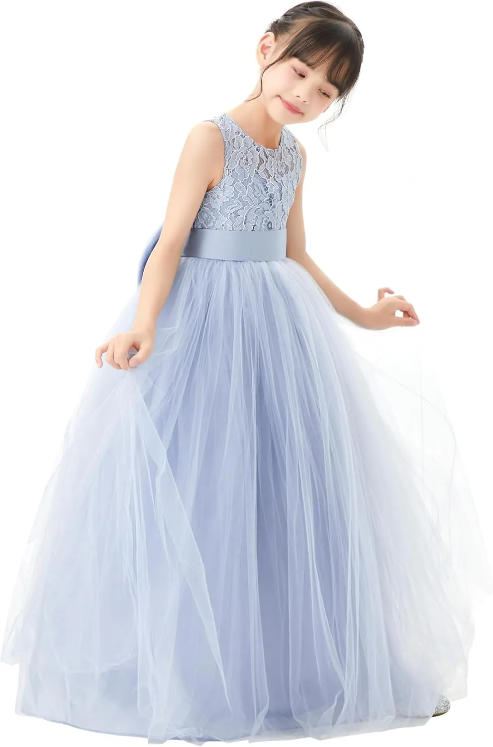 Illusion Lace Flower Girl Dresses for Pageant Occasions Junior Bridesmaid 331