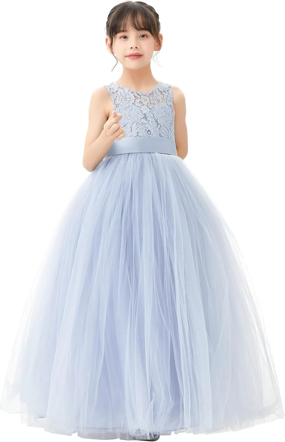 Illusion Lace Flower Girl Dresses for Pageant Occasions Junior Bridesmaid 331