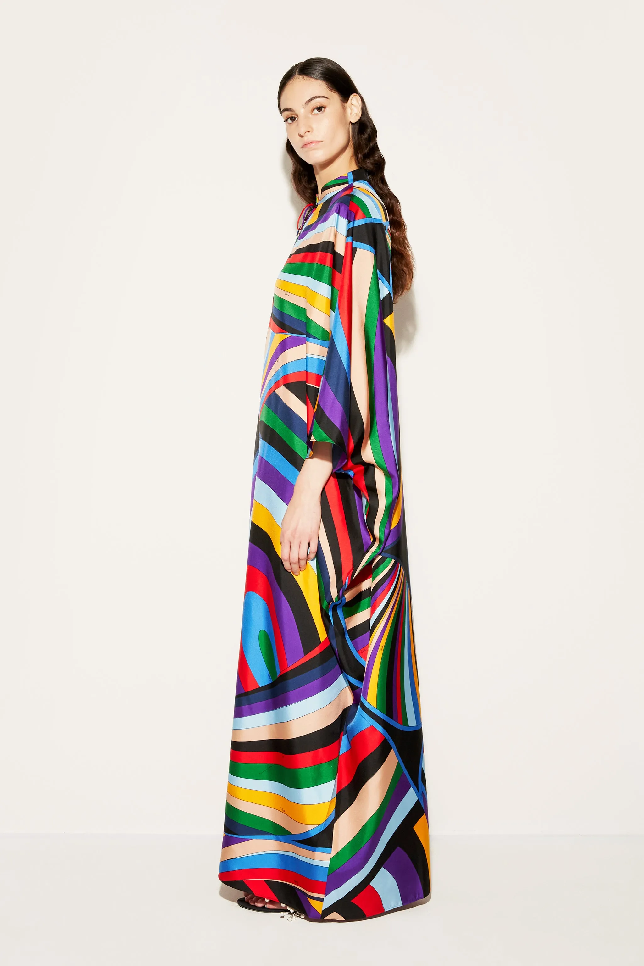 Iride-Print Silk-Twill Kaftan