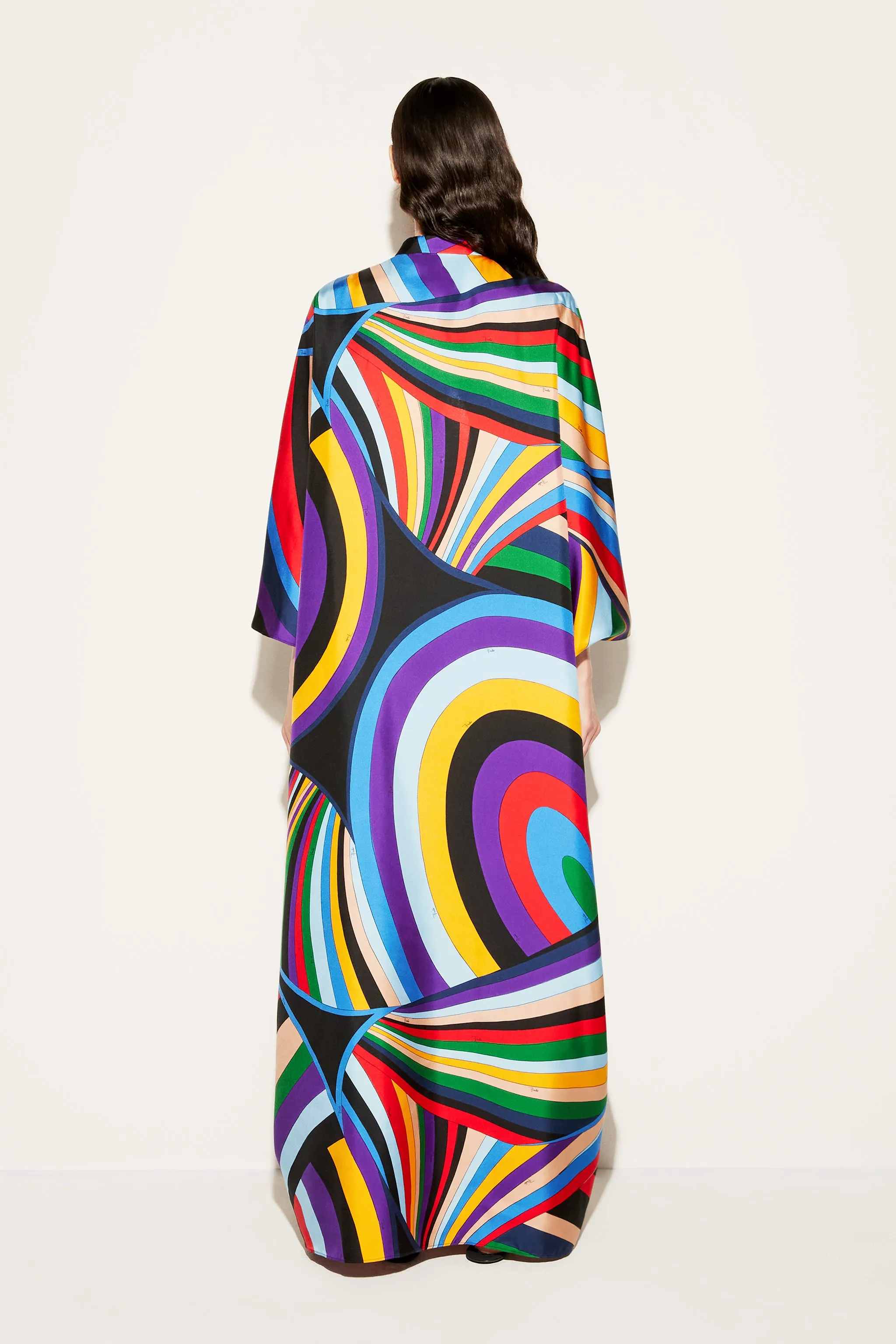 Iride-Print Silk-Twill Kaftan