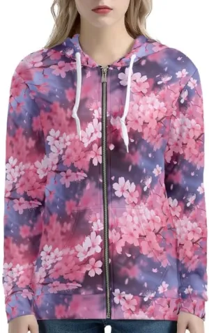 Irisjudy Color Stripes Zip up Hoodies for Women, Monet Art Sport Sweatshirt Women Ladies Hooded Tops for Spring Fall