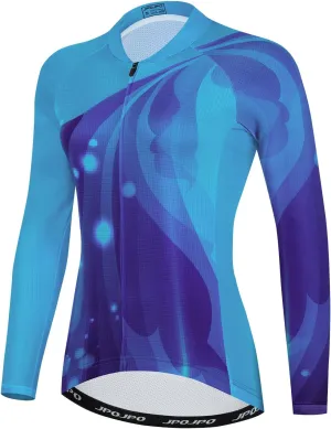 JPOJPO Cycling Jersey Women's Long Sleeve Tops Bike Shirts Bicycle Sport Jacket with 3-Pockets
