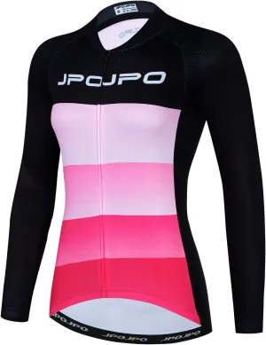 JPOJPO Women's Cycling Jersey Autumn Long Sleeve Bike Jacket Shirt Bicycle Clothing Reflective Tops