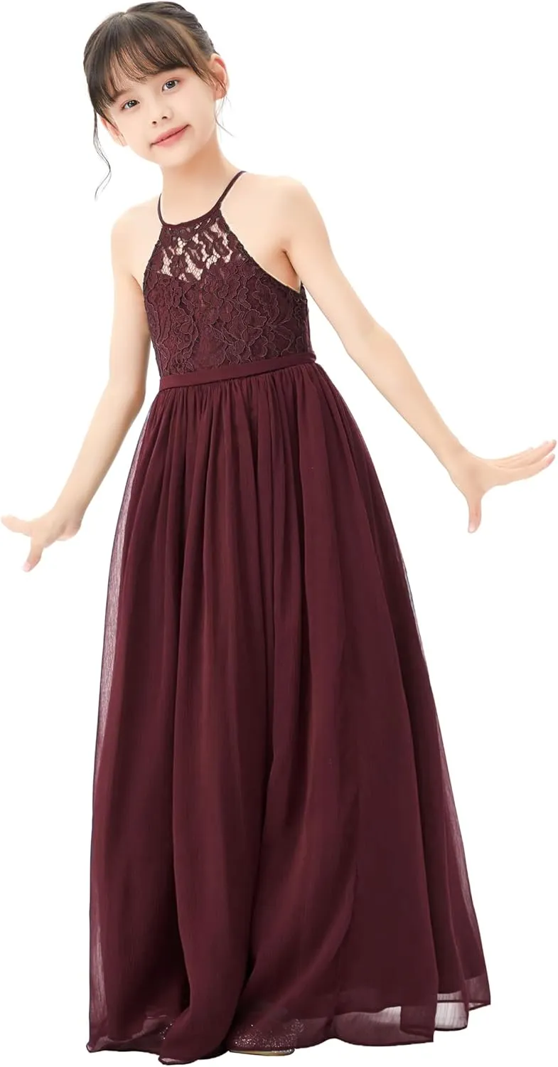 Lace Keyhole Back Flower Girl Dresses Wedding Reception Junior Pageants HLB