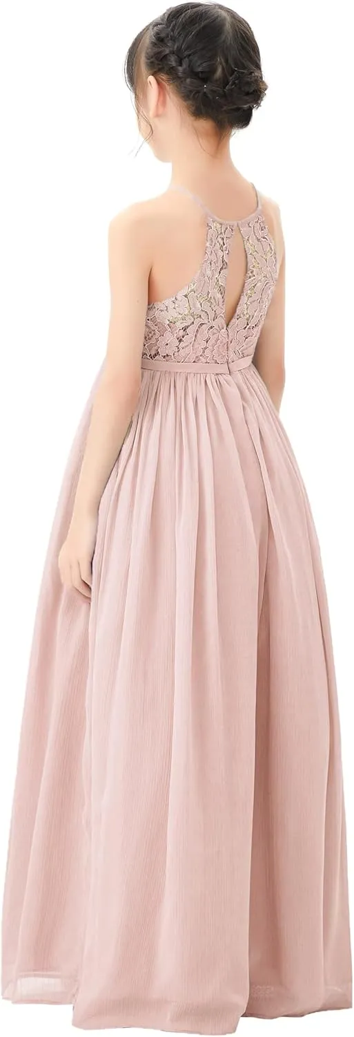 Lace Keyhole Back Flower Girl Dresses Wedding Reception Junior Pageants HLB