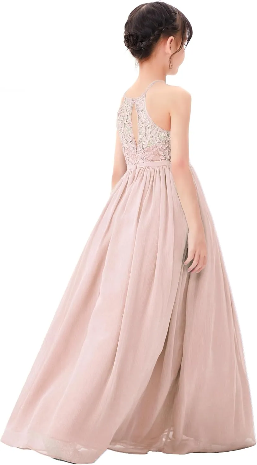 Lace Keyhole Back Flower Girl Dresses Wedding Reception Junior Pageants HLB