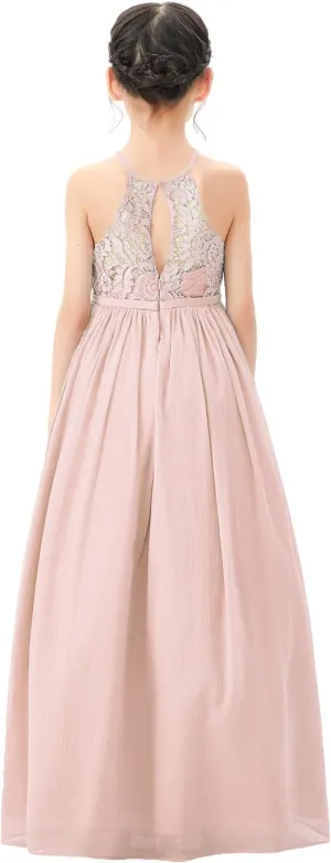 Lace Keyhole Back Flower Girl Dresses Wedding Reception Junior Pageants HLB