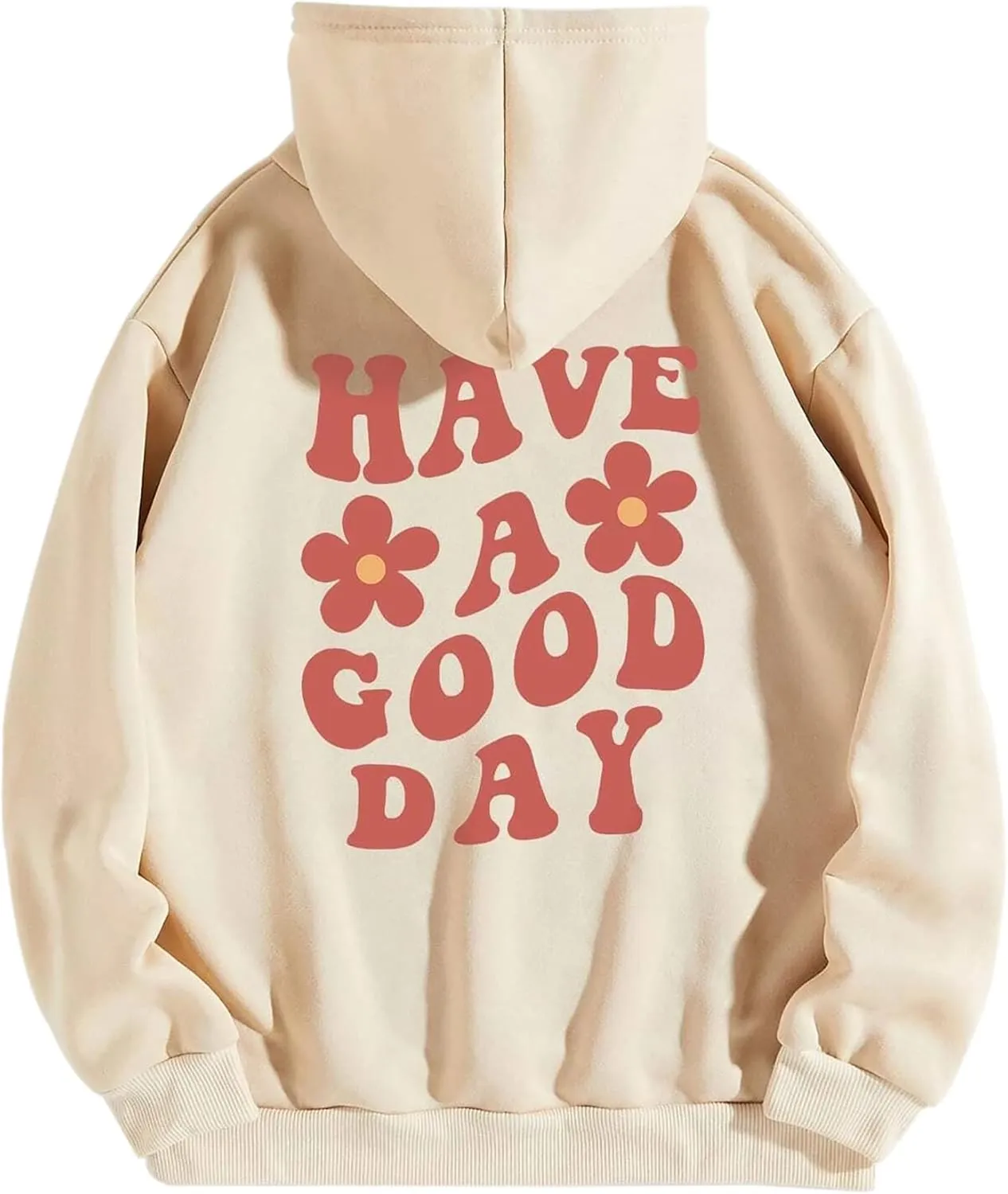 LOFAAC Women Oversized Fleece Letter Graphic Print Hoodie Sweatshirt Loose Fit Drawstring Pullover Top With Pocket