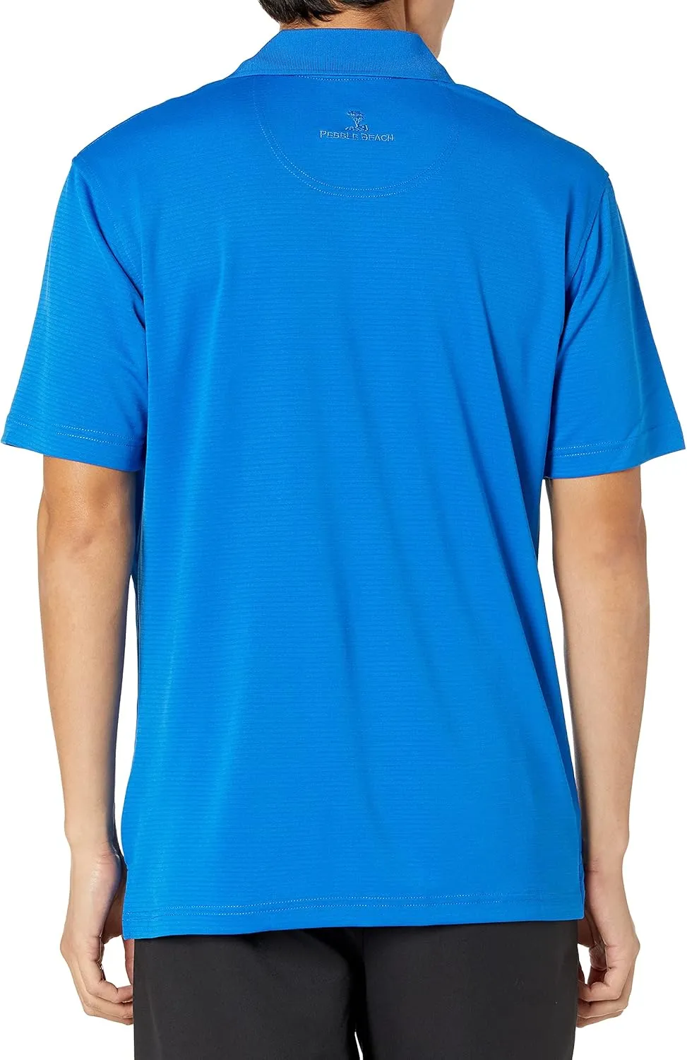 Men's Pebble Beach Golf Polo Shirt with Short Sleeve and Horizontal Textured Design