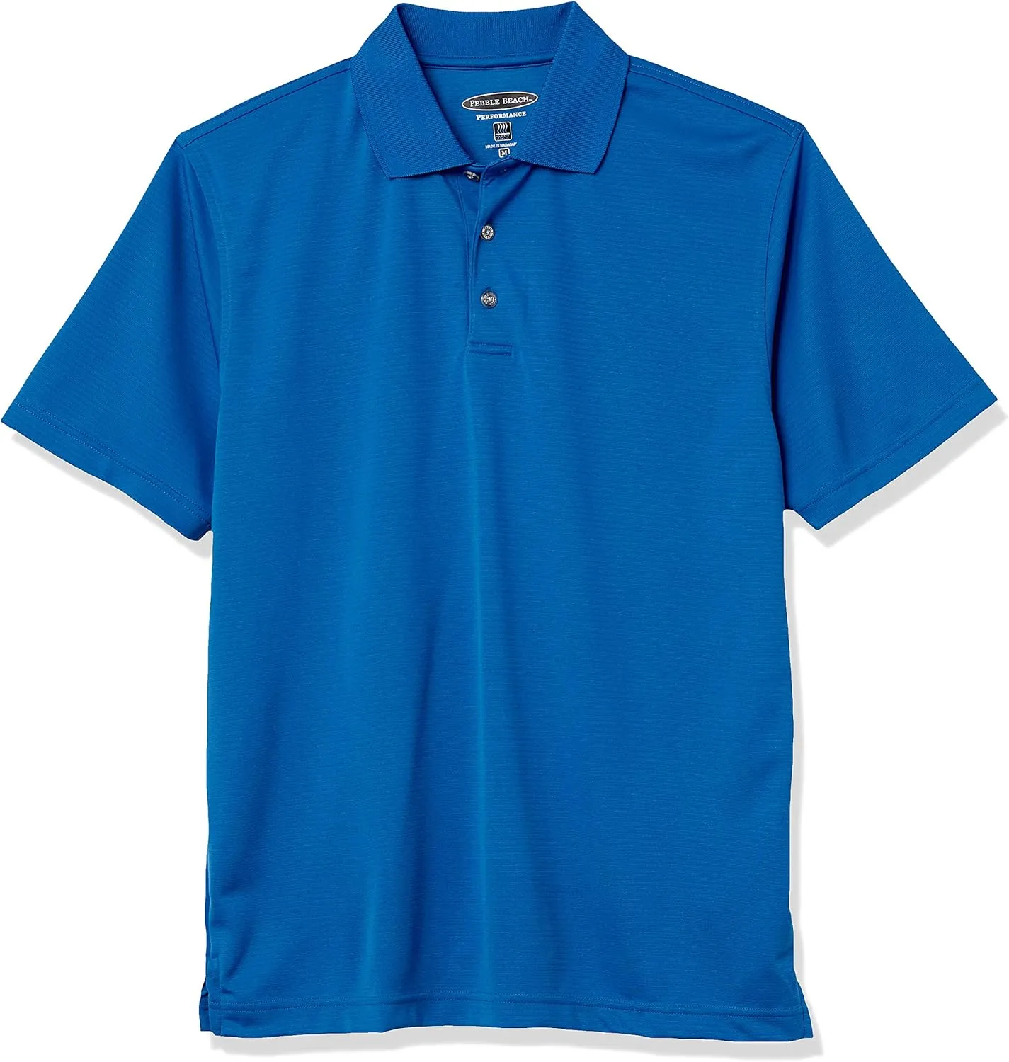 Men's Pebble Beach Golf Polo Shirt with Short Sleeve and Horizontal Textured Design