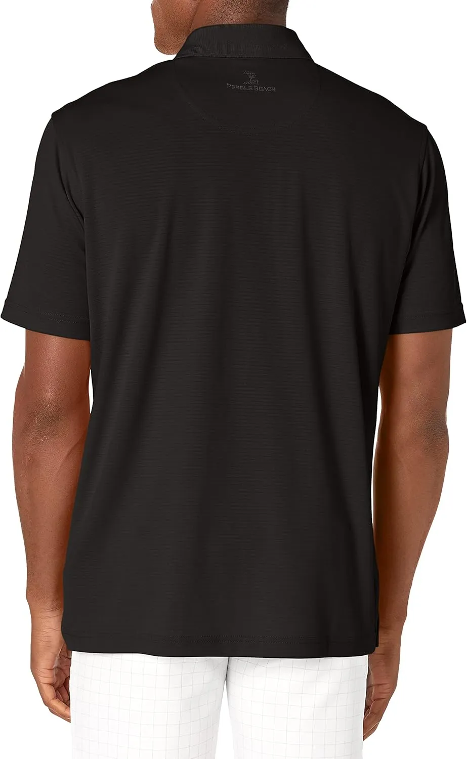 Men's Pebble Beach Golf Polo Shirt with Short Sleeve and Horizontal Textured Design