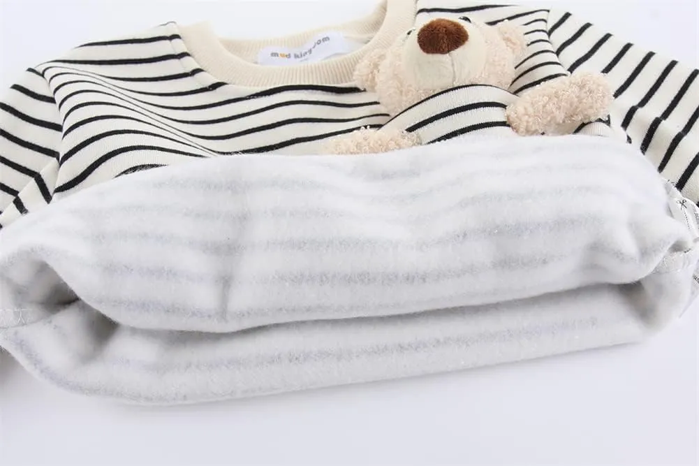 Mud Kingdom Little Boys Girls Jogger Sets Fleece Lined Funny Cartoon Bear
