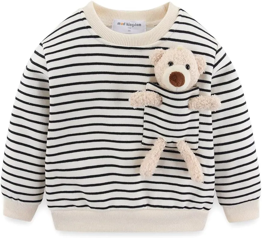 Mud Kingdom Little Boys Girls Jogger Sets Fleece Lined Funny Cartoon Bear