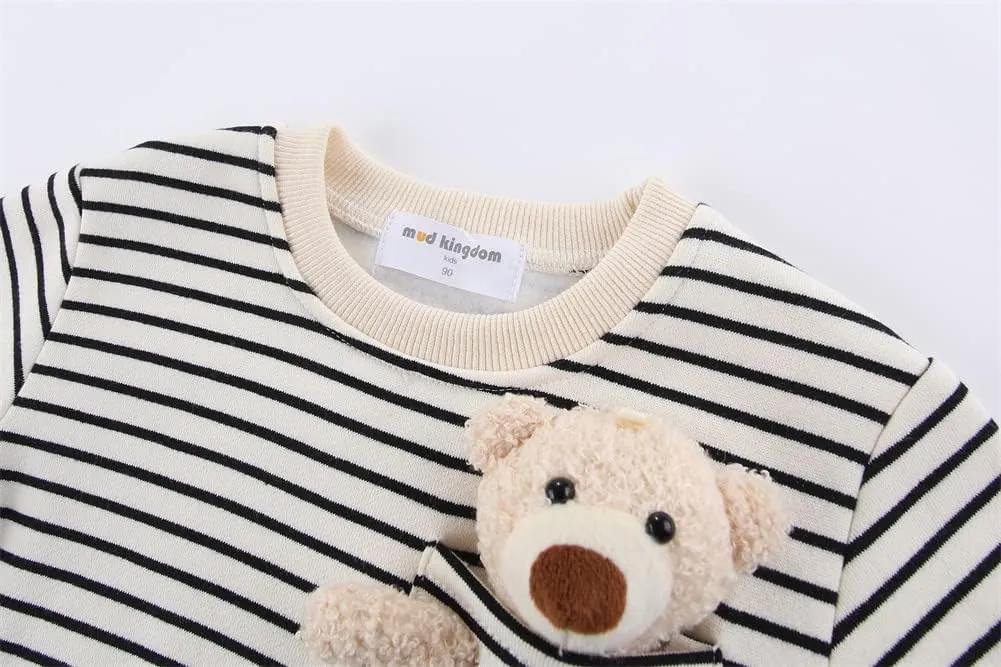 Mud Kingdom Little Boys Girls Jogger Sets Fleece Lined Funny Cartoon Bear