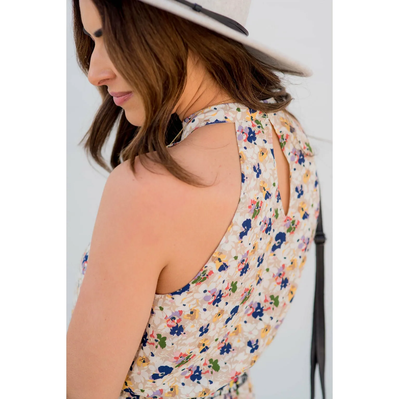 Multi Floral Tiered Tie Dress
