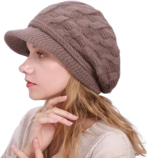 Muryobao Women Winter Warm Beanie Knit Hat Soft Lined Snow Ski Caps with Visor