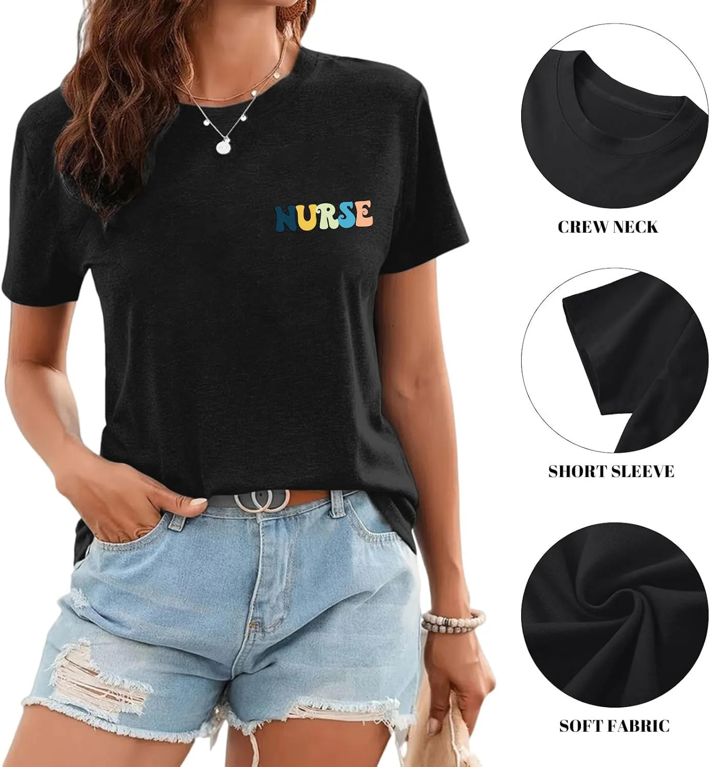 Nurse Graphic Shirts for Women Boho Floral Nurse Life T Shirt Stethoscope Oversized Graphic Tees Nurses Day Gifts