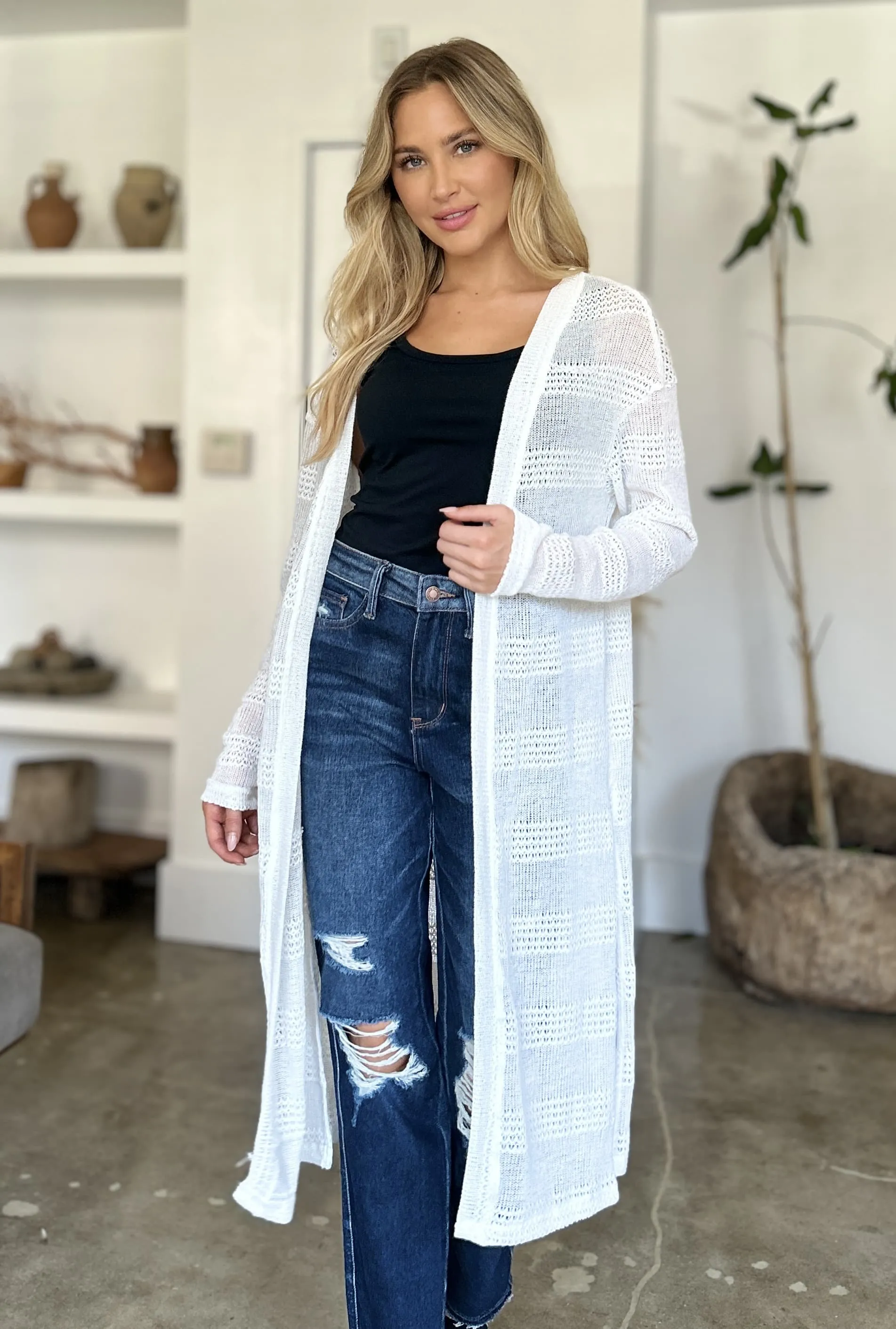 Open Front Longline Cardigan - 4 Colors